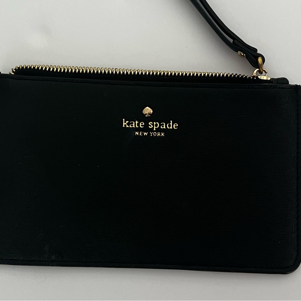 Kate Spade Black Wristlet with Gold Zipper